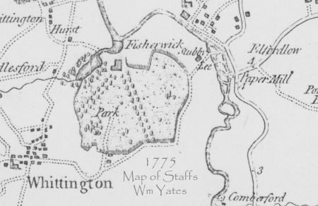 Year 1775, map of Staffordshire